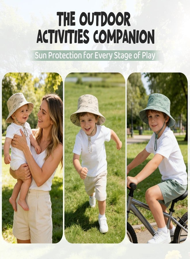 Durio 2-Pack Baby Bucket Hat - UPF 50+ Sun Protection Hat for Infant to Kid, Wide Brim Summer Beach Hats Newborn Toddler Boy 2Pack Seaweed Blue/Khaki 6-12 Months - Image 2